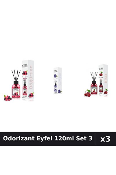 Eyfel Set 3 Odorizant Camera Betisoare 120ml - Fructe Pădure, Zambile, Cireșe