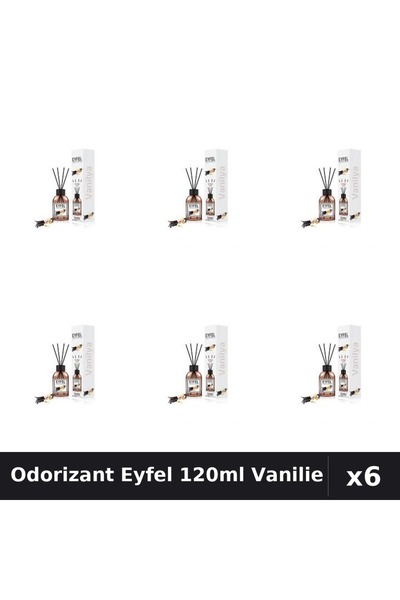 Eyfel Set 6 Odorizant Cameră Betișoare Vanilie 120ml - Parfum Intens