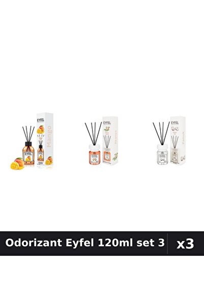 Eyfel Set 3 Odorizant Camera Betisoare 120ml - Mango, Acacia, Bumbac