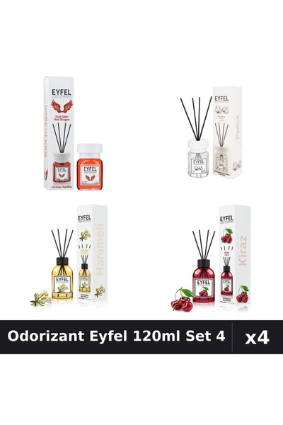 Eyfel Set 4 Odorizant Camera Betisoare 120ml - Red Dragon, Bumbac, Cireșe, Mâ...