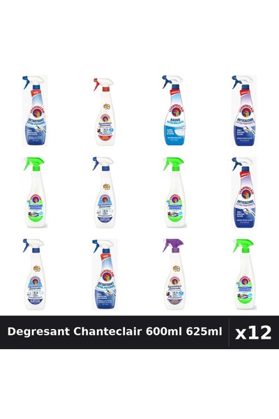 Chanteclair Set 12 Degresant Universal 600ml - 625ml Detartrant, 7 Arome