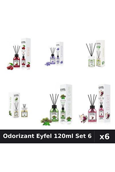 Eyfel Set 6 Odorizante Camera Betisoare 120ml - Lavanda, Cireșe, Iasomie, Pin...