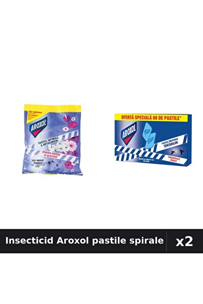 Aroxol Set 2 Insecticid Pastile Spirale Anti-Insecte - 20 și 60 bucăți - Prot...