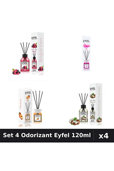 Eyfel Set 4 Odorizante Camera Betisoare, Bubble Gum, Fructe De Padure, Nuca D...