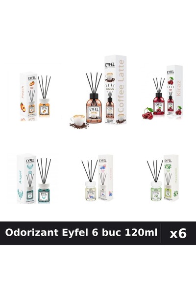 Eyfel Set 6 Odorizante Camera Betisoare - Angel, Cafea, Cirese, Iasomie, Orhi...