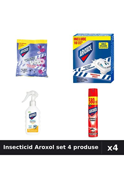 Aroxol Set 4 Insecticid - Pastile 20buc, Loțiune 200ml, Spray 580ml - Protecție