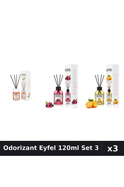 Eyfel Set 3 Odorizant Camera Betisoare 120ml - Acacia, Fructe Pădure, Portocală