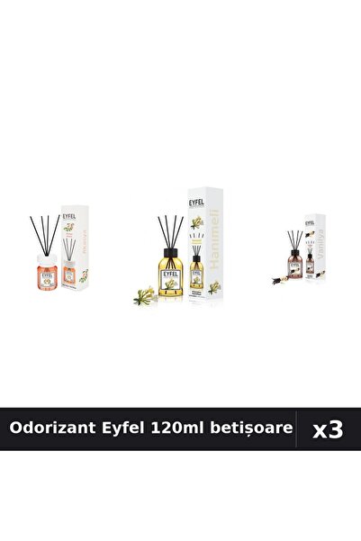 Eyfel Set 3 Odorizant Cameră Betișoare 120ml - Acacia, Mană Maicii Domnului, ...