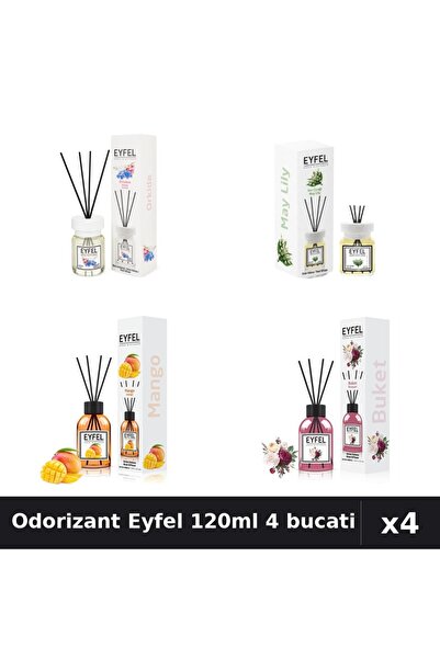Eyfel Set 4 Odorizant Camera Betisoare - Orhidee, Lacramioare, Mango, Bouquet...
