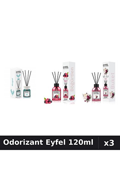 Eyfel Set 3 Odorizant Cameră cu Betișoare 120ml - Angel, Bouquet, Fructe Pădure