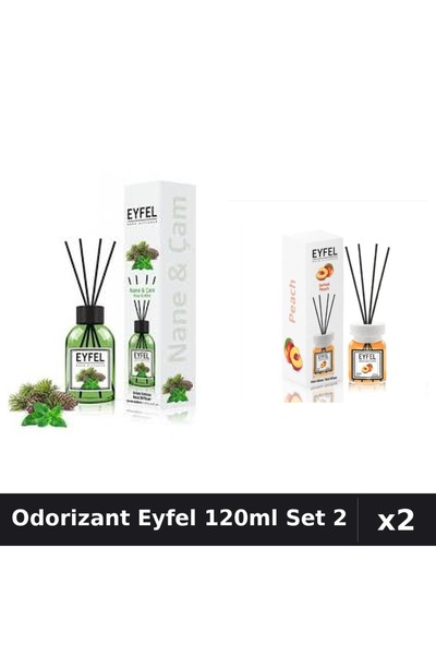 Eyfel Set 2 Odorizant Camera Betisoare 120ml - Pin Si Menta, Piersica