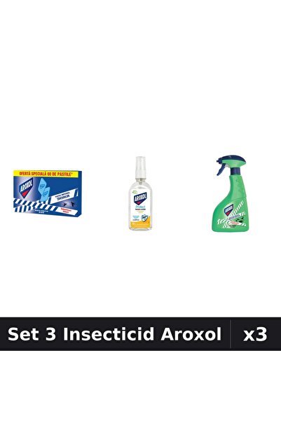 Aroxol Set 3 Produse Anti-Insecte - Loțiune Repelent Insecte Aroxol, Pastile/...