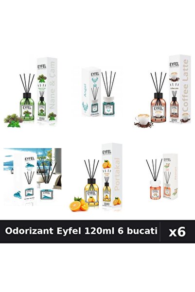 Eyfel Set 6 Odorizante Camera Betisoare - 6 Arome Asortate, 120ml Parfum