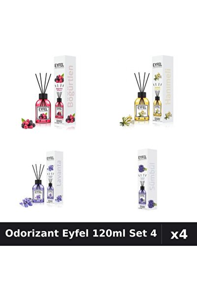 Eyfel Set 4 Odorizant Camera Betisoare 120ml - Fructe Pădure, Lavandă, Zambile