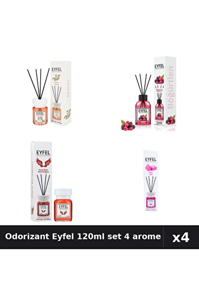Eyfel Set 4 Odorizant Camera Betisoare 120ml - Acacia, Fructe Pădure, Red Dra...