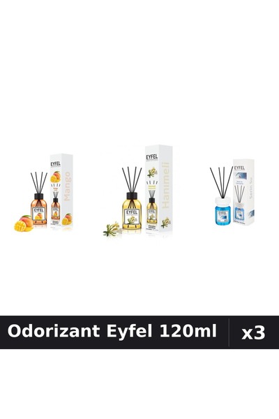 Eyfel Set 3 Odorizant Camera Betisoare 120ml - Mango, Cool Water, Măna Maicii