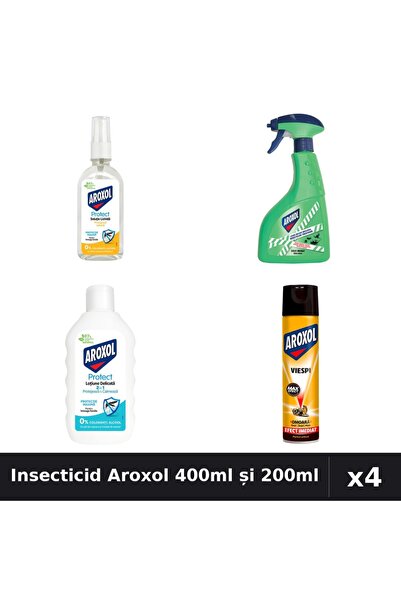 Aroxol Set 4 Insecticid și Repelent - Spray 400ml, Loțiune 85ml și 200ml - Pr...