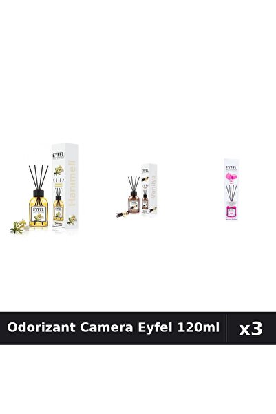Eyfel Set 3 Odorizant Camera Betisoare 120ml - Vanilie, Bubble Gum, Mâna Maicii