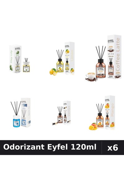 Eyfel Set 6 Odorizante Camera Betisoare - 6 Arome Asortate, 120ml Parfum