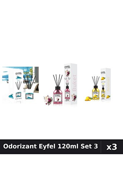 Eyfel Set 3 Odorizant Camera Betisoare 120ml - Ocean, Bouquet, Ananas