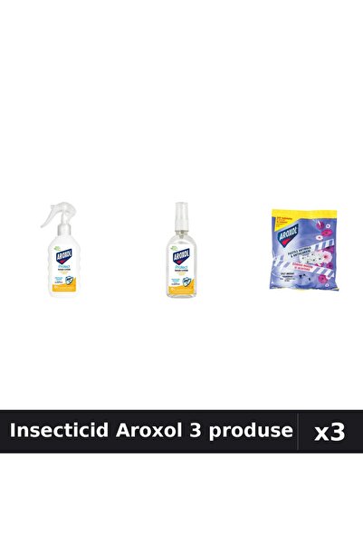 Aroxol Set 3 Insecticid - Loțiune Repelent 200ml, 85ml + Spirale 20 buc