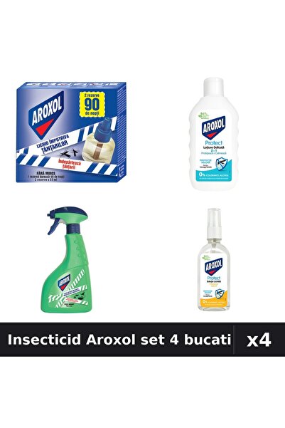 Aroxol Set 4 Insecticid - Aparat 45 nopti, Spray 400ml, Loțiuni Repelent 200m...