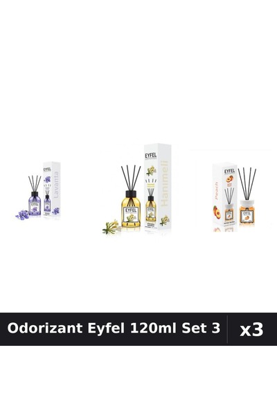Eyfel Set 3 Odorizant Camera Betisoare 120ml - Lavanda, Mâna Maicii Domnului,...