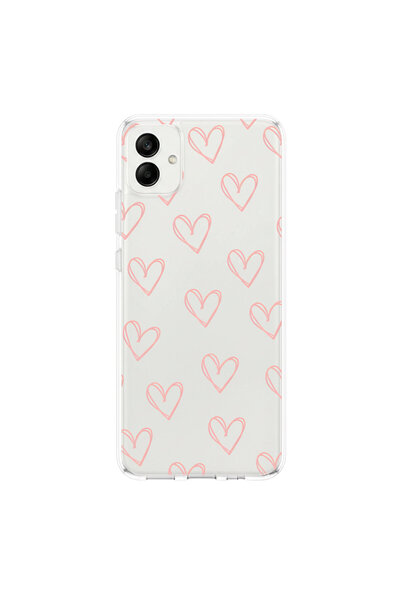 PPKin Samsung Galaxy A05 Compatible Heart 6 Design Transparent Case