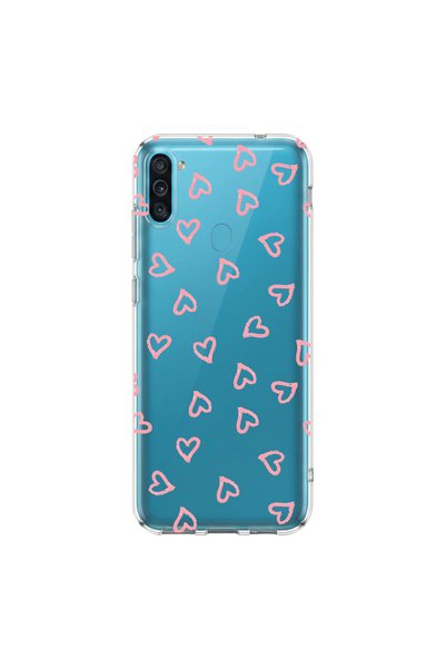PPKin Samsung Galaxy M11 Compatible Heart 7 Design Transparent Case