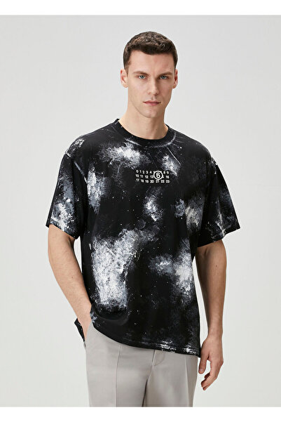 MM6 Maison Margiela Siyah Uzay Baskılı T-shirt