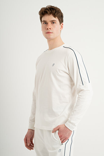 Airlife Stripe Agp 4 Men's Top with Long Sleeves and Stripe Detail, White