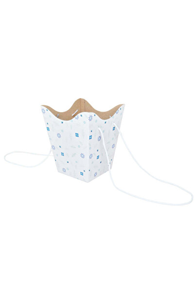 Papette Top Bottom Set of 50 WHITE cardboard bags for flowers Floral Blue Mea...