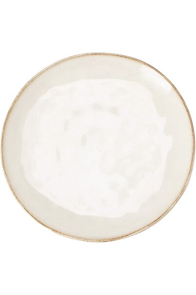 NN Farfurie ceramica, 21x2.3 cm, Crem cu margine maro