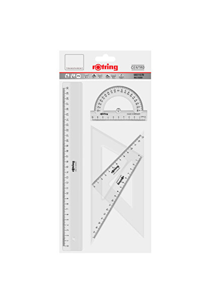 Rotring ΣΕΤ ΓΕΩΜΕΤΡΙΑΣ 4 ΤΕΜΑΧΙΑ ΤΡΙΓΩΝΟ 45/20 ΤΡΙΓΩΝΟ 60/23 ΜΟΙΡΟΜΕΤΡΟ 180 Μ...