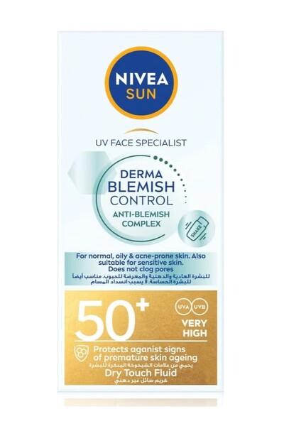 Nivea Sun سائل للتحكم في عيوب البشرة بعامل حماية من الشمس 50+ من يو في فيس سب...