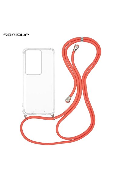 Sonique Θήκη Σιλικόνης με Κορδόνι Armor Clear Realme C75 4G Κοραλλί