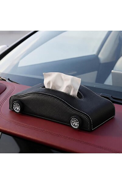 Auto Family FZE Car-Shaped PU Leather Tissue Box Holder with Anti-Slip Base, ...