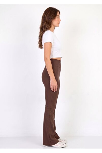 WAYS Women's Brown Spanish Flare Leggings High Waist Casual & Stylish Design