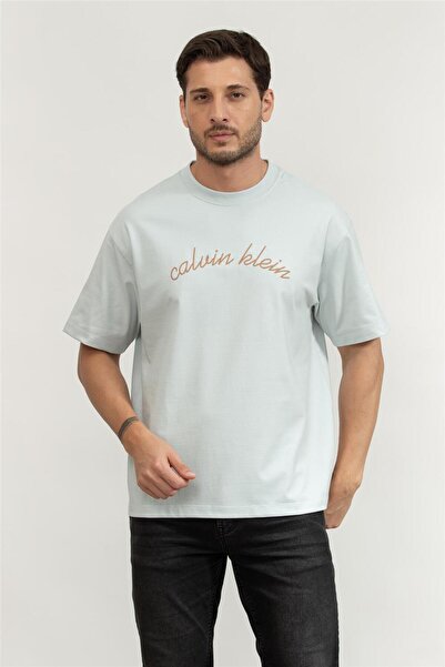 Calvin Klein Erkek Bisiklet Yaka T-Shirt Gri