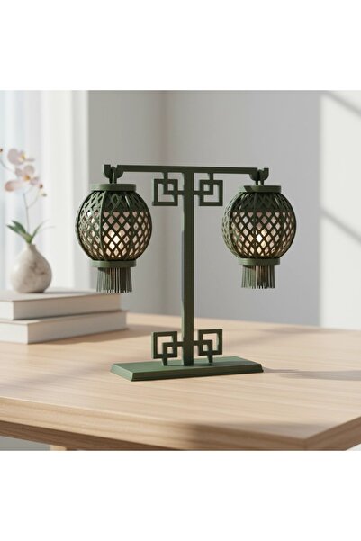 OEM Decorative Lantern with Oriental Design for Interior - Olive green carbon...