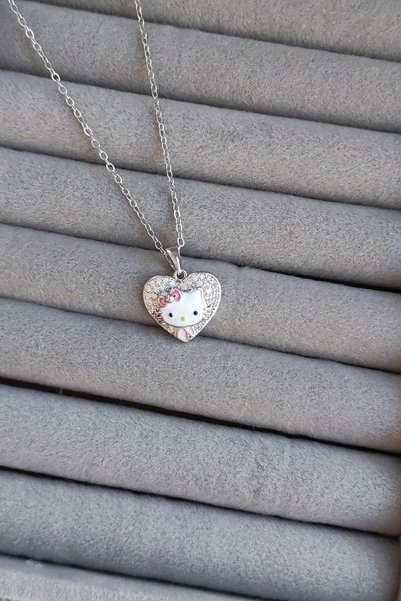 Lynare Zircon Stone Hello Kitty Model 316 L Steel Necklace