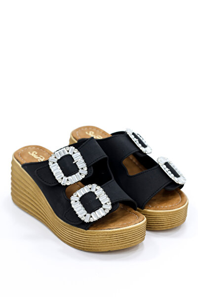 kajal ayakkabı Sup 2005 Double Buckle Stone Detailed Padded Sole Slippers