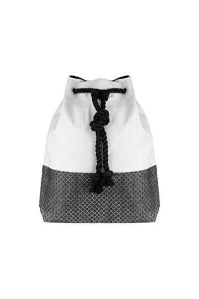 OEM Black and White Backpack for Women, Diamond Pattern with Silver Thread an...