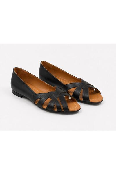 PİERRO SHOES حذاء باليه نسائي صيفي مريح من الجلد الطبيعي بحزام متقاطع