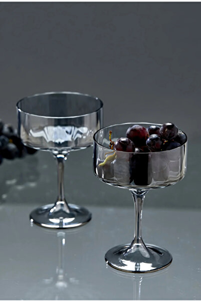 coker 360 ml Set of 2 Borosilicate Glass Presentation Bowls with Glass Legs