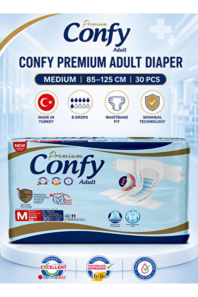Confy حفاضات الكبار الممتازة مقاس M (30 قطعة) - سراويل لسلس البول بمقاس خصر 8...