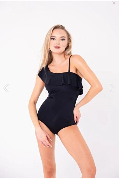 aykidsclup Black One-Shoulder Flounce Swimsuit 02081-S