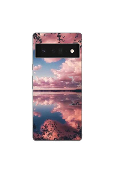 OEM Husa compatibila cu Google Pixel 6 Pro Silicon Gel Tpu Model Pink Clouds