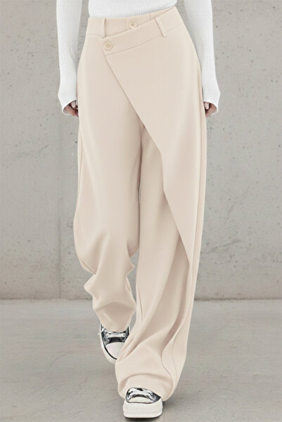 ipek atlas X Nurbeli Women's Asymmetrical Urban Design Palazzo Trousers