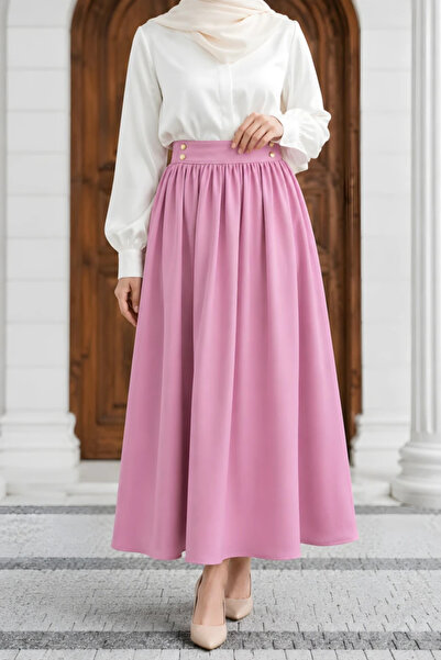 modacofashion Pockets and Draped Dabıl Flared Skirt